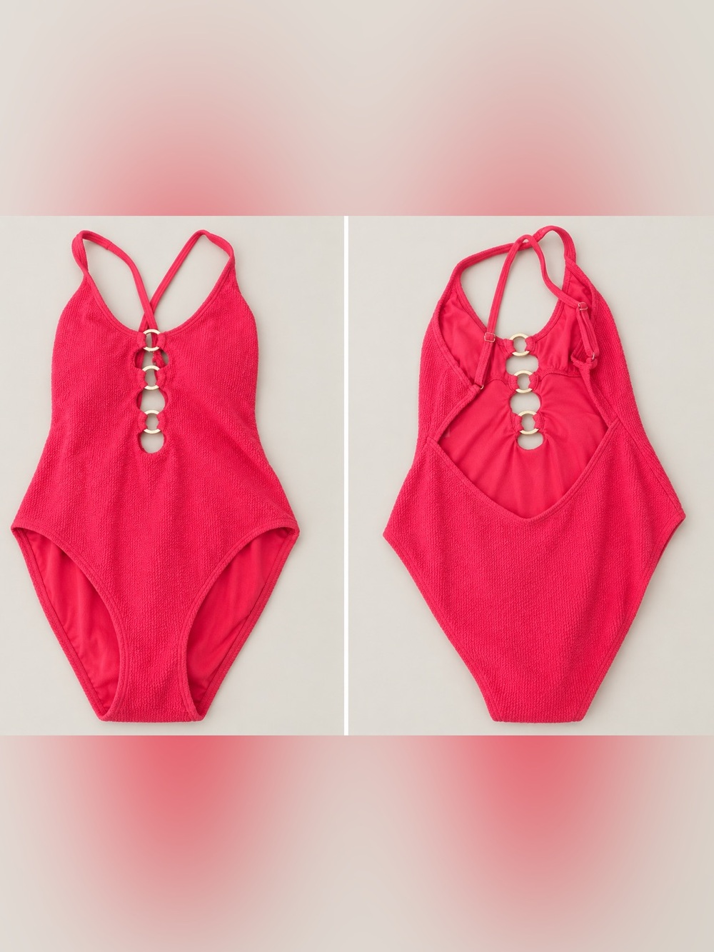 MICHAEL Michael Kors Hot Pink Girls One-Piece Swimsuit with Ring Front Detail